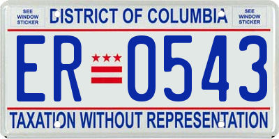 DC license plate ER0543