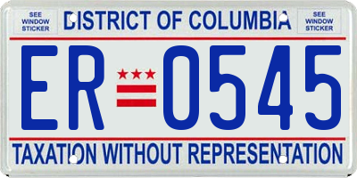 DC license plate ER0545