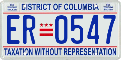 DC license plate ER0547
