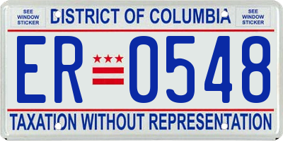 DC license plate ER0548