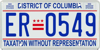 DC license plate ER0549