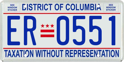 DC license plate ER0551