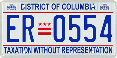 DC license plate ER0554