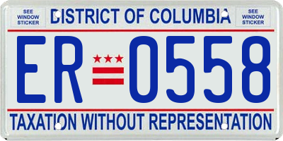 DC license plate ER0558
