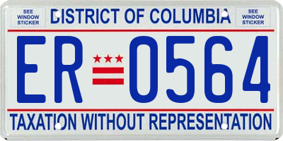 DC license plate ER0564