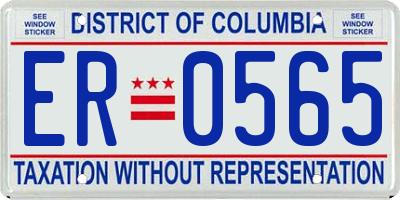 DC license plate ER0565