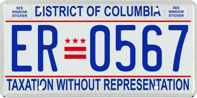DC license plate ER0567