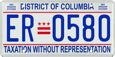 DC license plate ER0580