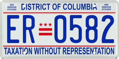 DC license plate ER0582