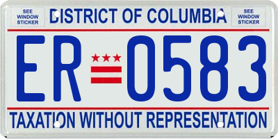 DC license plate ER0583