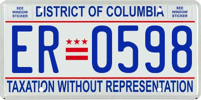 DC license plate ER0598