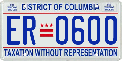 DC license plate ER0600