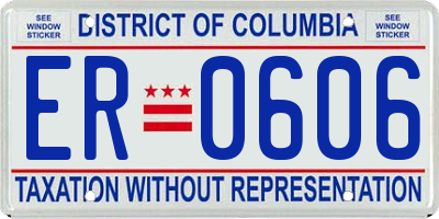 DC license plate ER0606