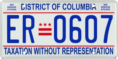 DC license plate ER0607