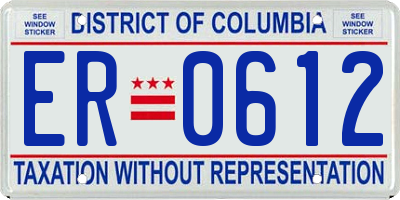 DC license plate ER0612