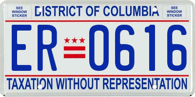 DC license plate ER0616