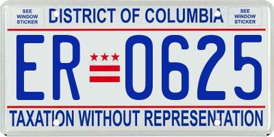 DC license plate ER0625
