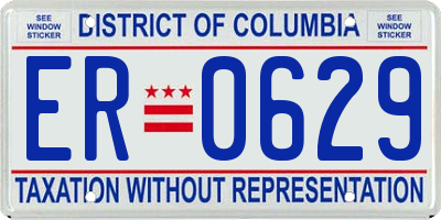 DC license plate ER0629