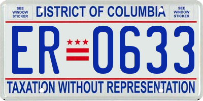 DC license plate ER0633