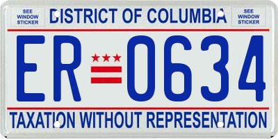 DC license plate ER0634