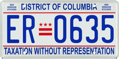 DC license plate ER0635