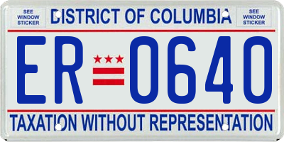 DC license plate ER0640