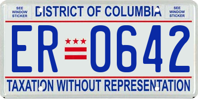DC license plate ER0642