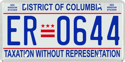DC license plate ER0644