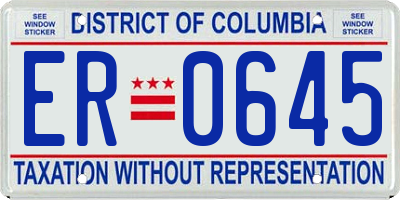 DC license plate ER0645