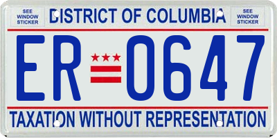 DC license plate ER0647