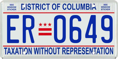 DC license plate ER0649