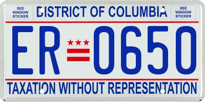 DC license plate ER0650