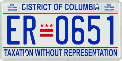 DC license plate ER0651
