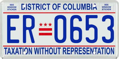 DC license plate ER0653