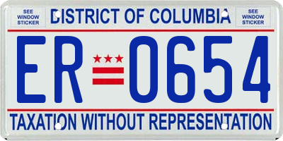 DC license plate ER0654