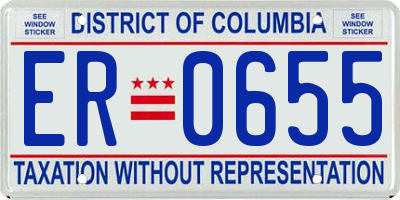 DC license plate ER0655