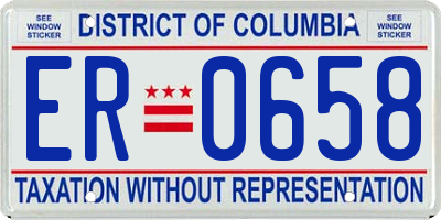 DC license plate ER0658