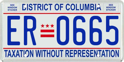 DC license plate ER0665