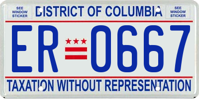 DC license plate ER0667