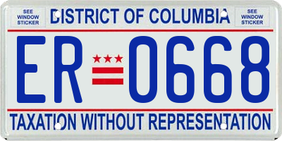 DC license plate ER0668