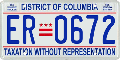 DC license plate ER0672