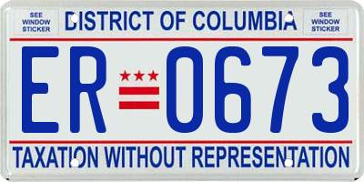 DC license plate ER0673