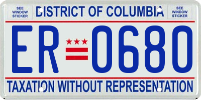 DC license plate ER0680