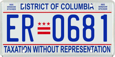 DC license plate ER0681