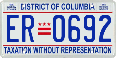 DC license plate ER0692