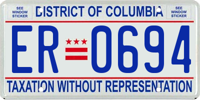 DC license plate ER0694