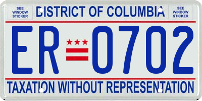 DC license plate ER0702