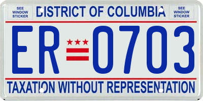 DC license plate ER0703