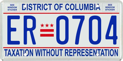 DC license plate ER0704