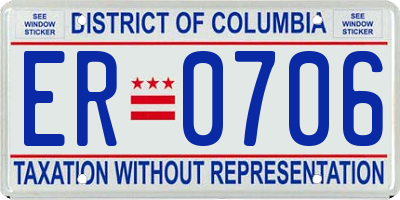 DC license plate ER0706